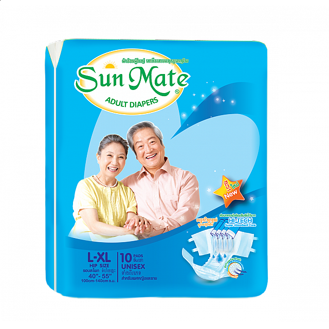 Sunmate Diapers ខោទឹកនោមមនុស្សចាស់ (បកបិត) L/XL 10 X...